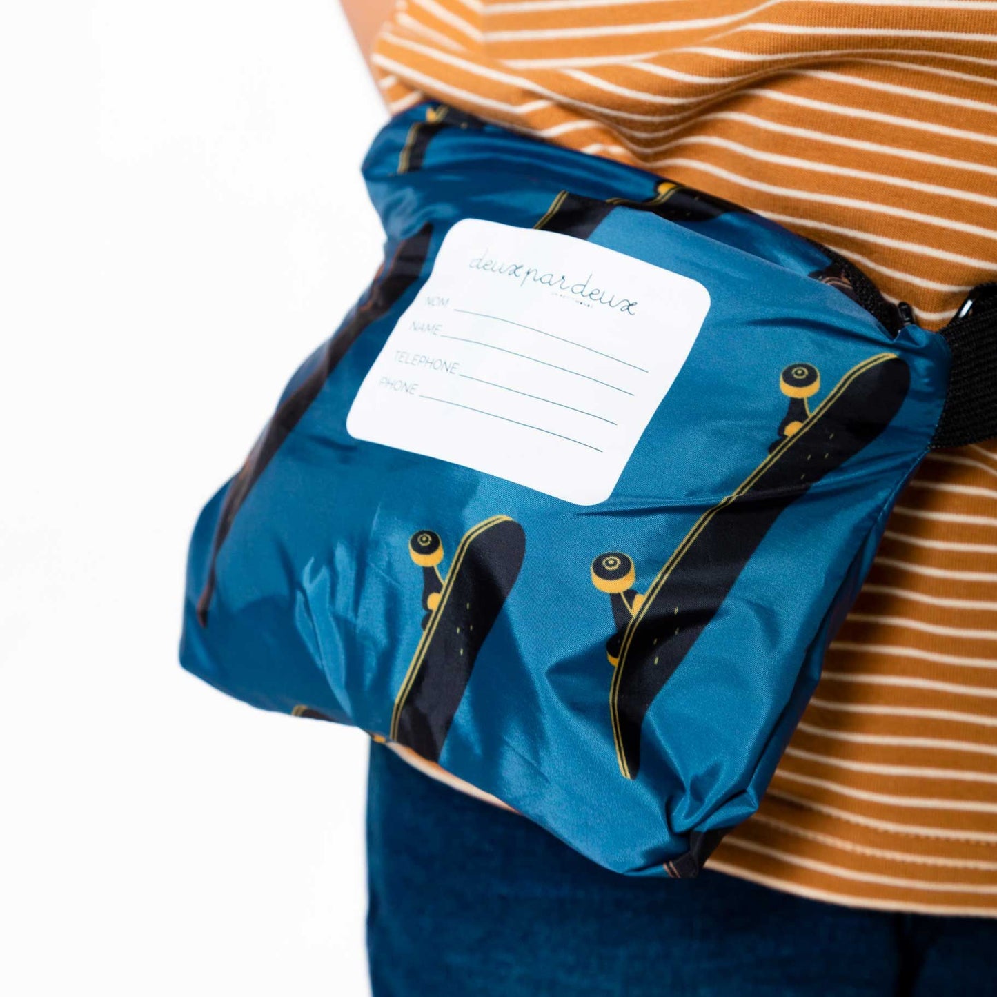 Coupe-vent imperméable bleu imprimé skateboard transportable D30W48
