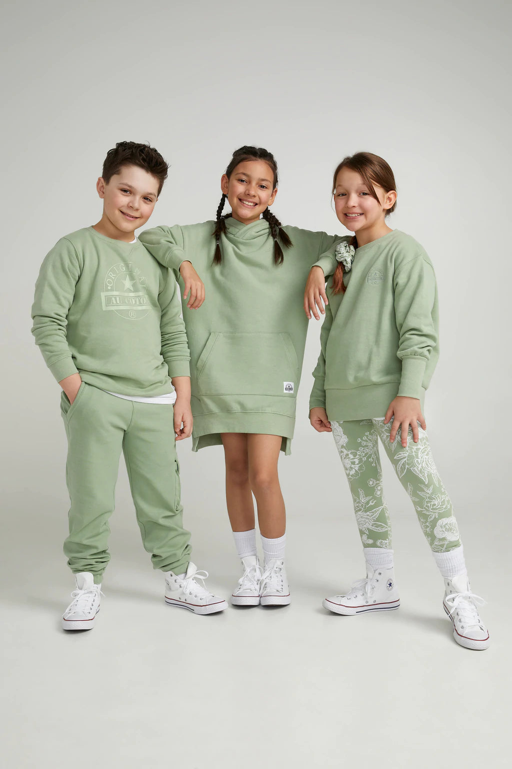 Hoodie long col croisé Vert Laurier