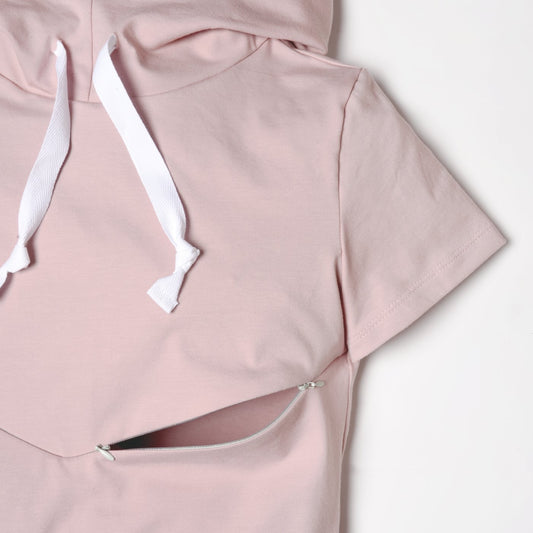 Robe maternité 3 en 1 à capuchon Rose Antique