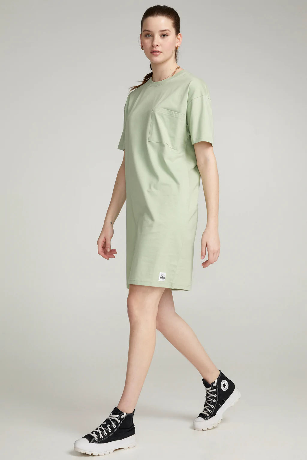 Robe T-shirt à poche Original au coton Ado/adulte Vert laurier