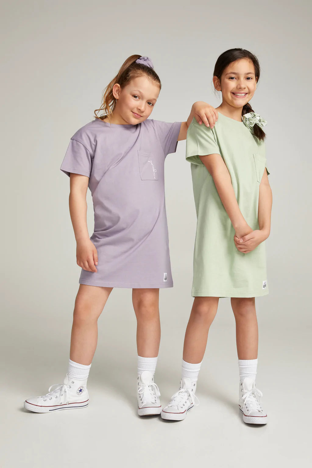Robe T-shirt à poche Original au coton Enfant Vert Laurier