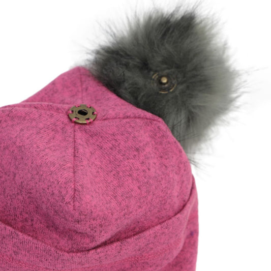Boutique Petites Fleurs - Tuque mi-saison avec pompon amovible Rose Calikids S2202