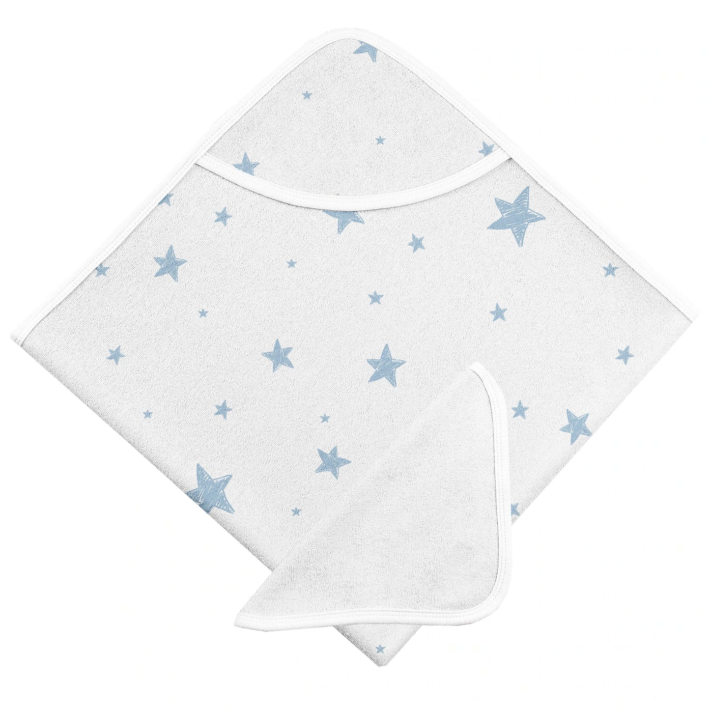 Ensemble serviette et débarbouillette Étoiles bleues