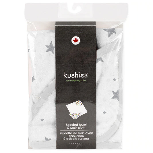 Ensemble serviette et débarbouillette Étoiles grises