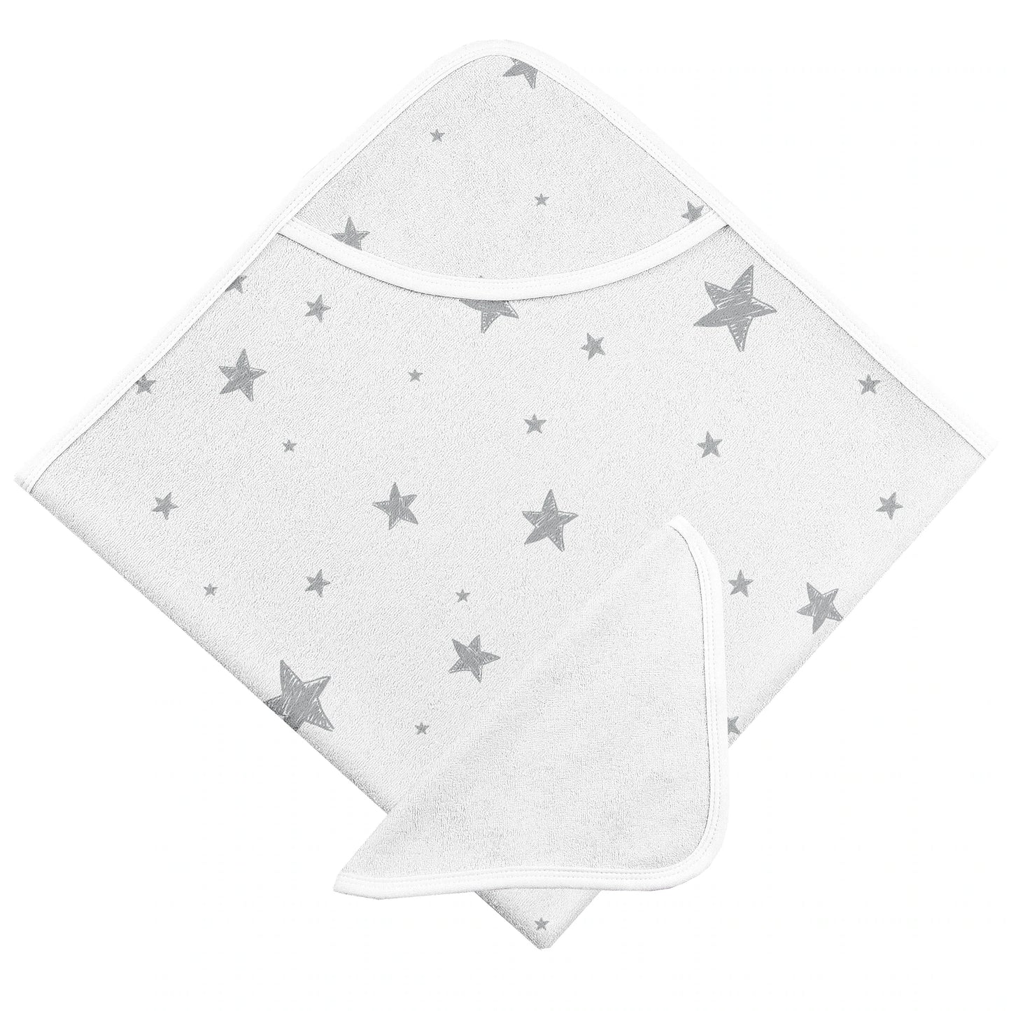 Ensemble serviette et débarbouillette Étoiles grises