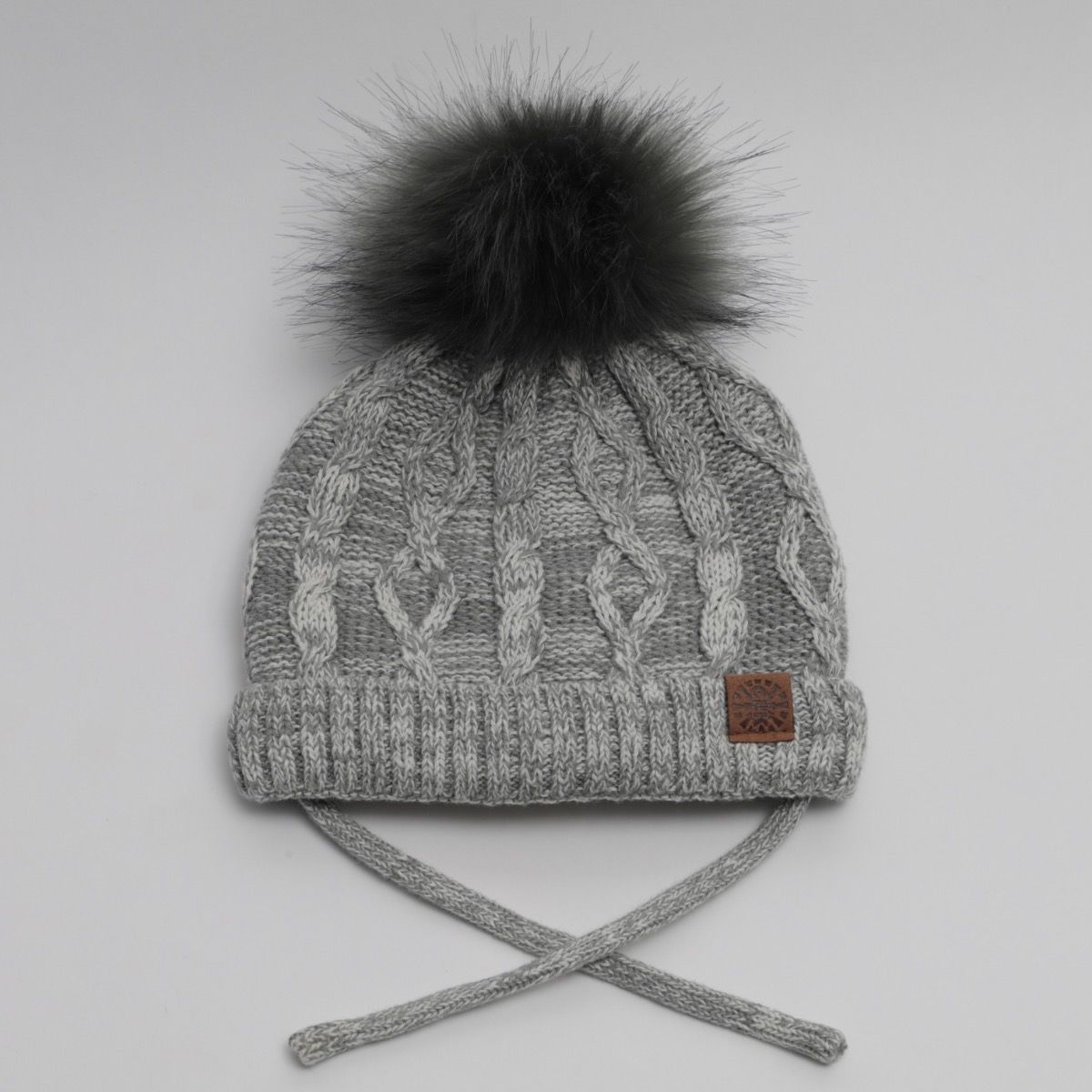 Tuque à pompon en tricot doublée Gris Calikids W1901