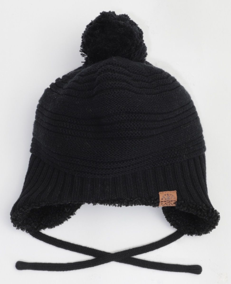 Tuque hiver en tricot Noir Calikids W2025