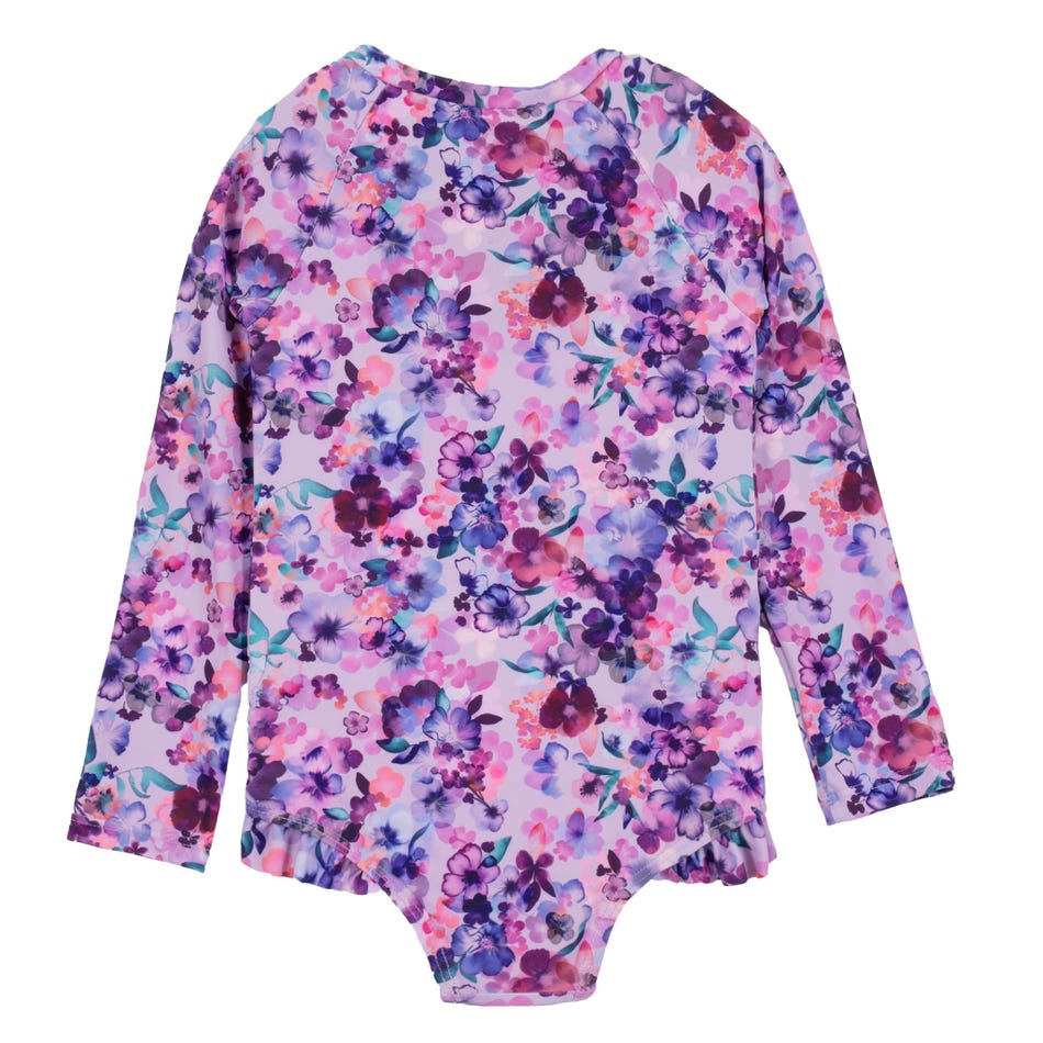 Boutique Petites Fleurs/ Combinaison maillot pour fillette fleurs lilas S25S28-02/ Nano collection