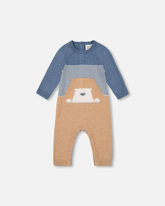 Boutique Petites Fleurs - Jumpsuit en tricot pour bébé Bleu F20DT41 - Deux par Deux