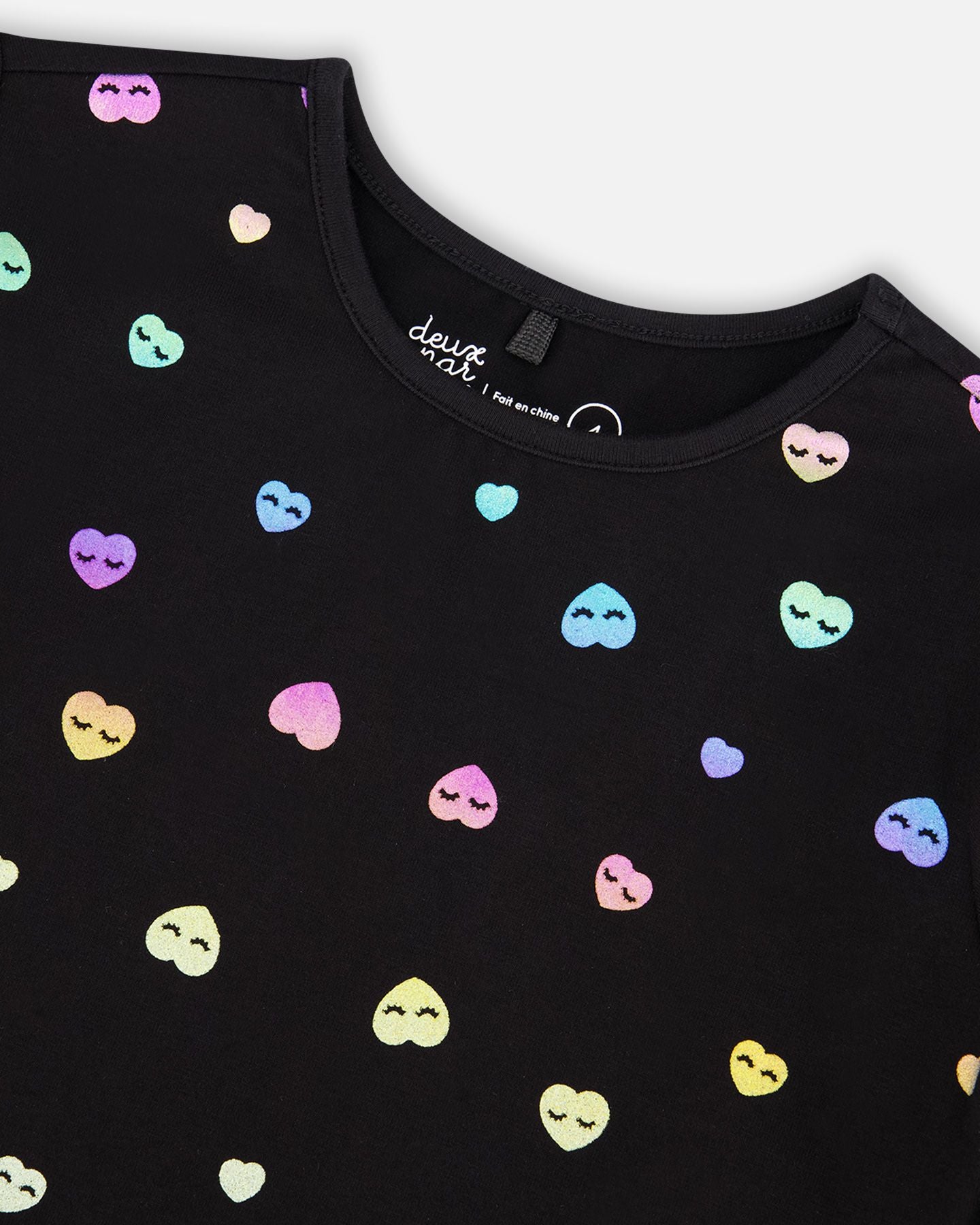 Boutique Petites Fleurs - T-shirt à manche longue imprimé coeur coloré F20L73 - Deux par Deux