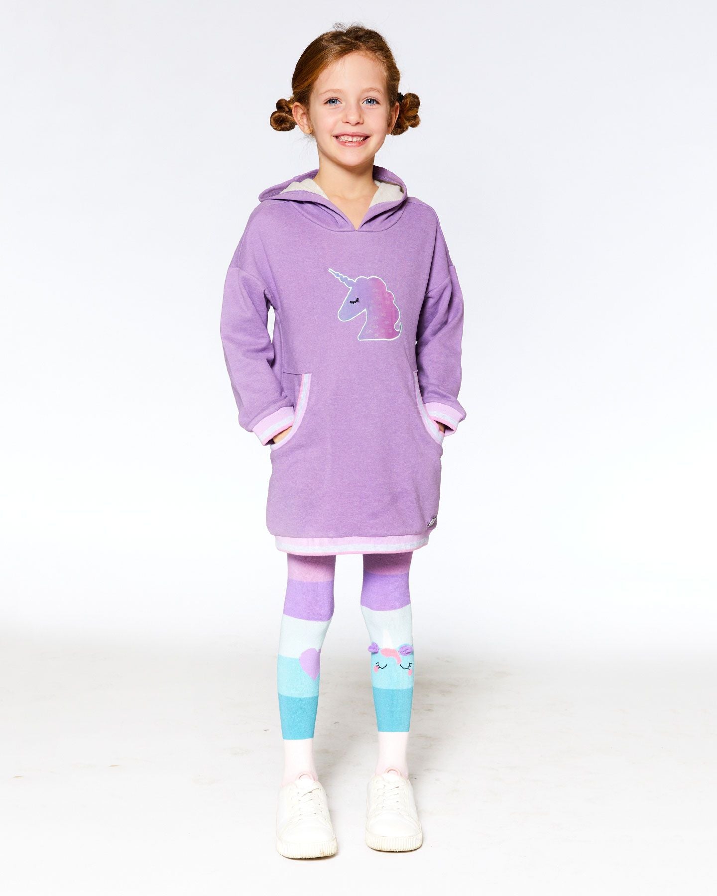 Robe capuche lilas super douce avec poches et licorne F20L95