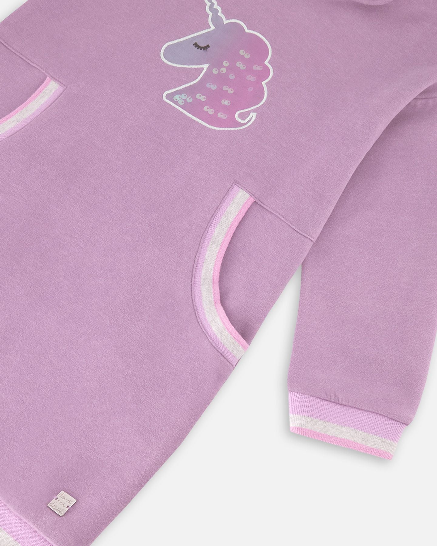 Robe capuche lilas super douce avec poches et licorne F20L95