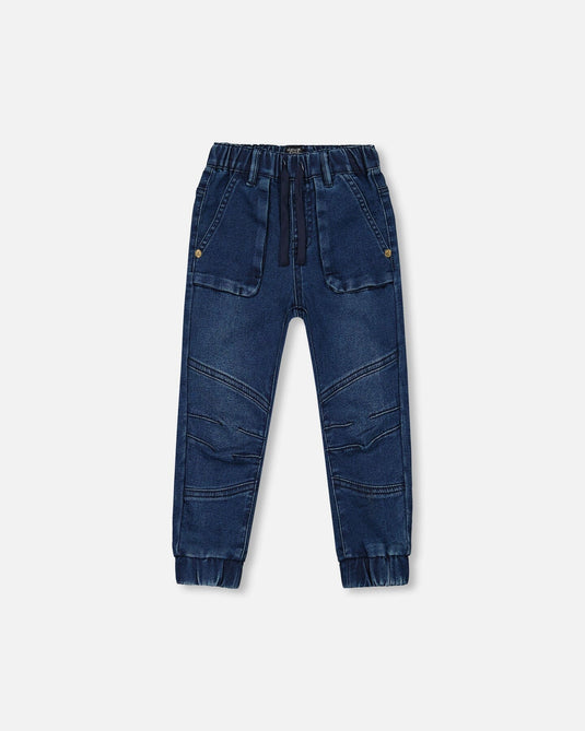 Jogger denim extensible  bleu foncé bébé et enfant F20YB24