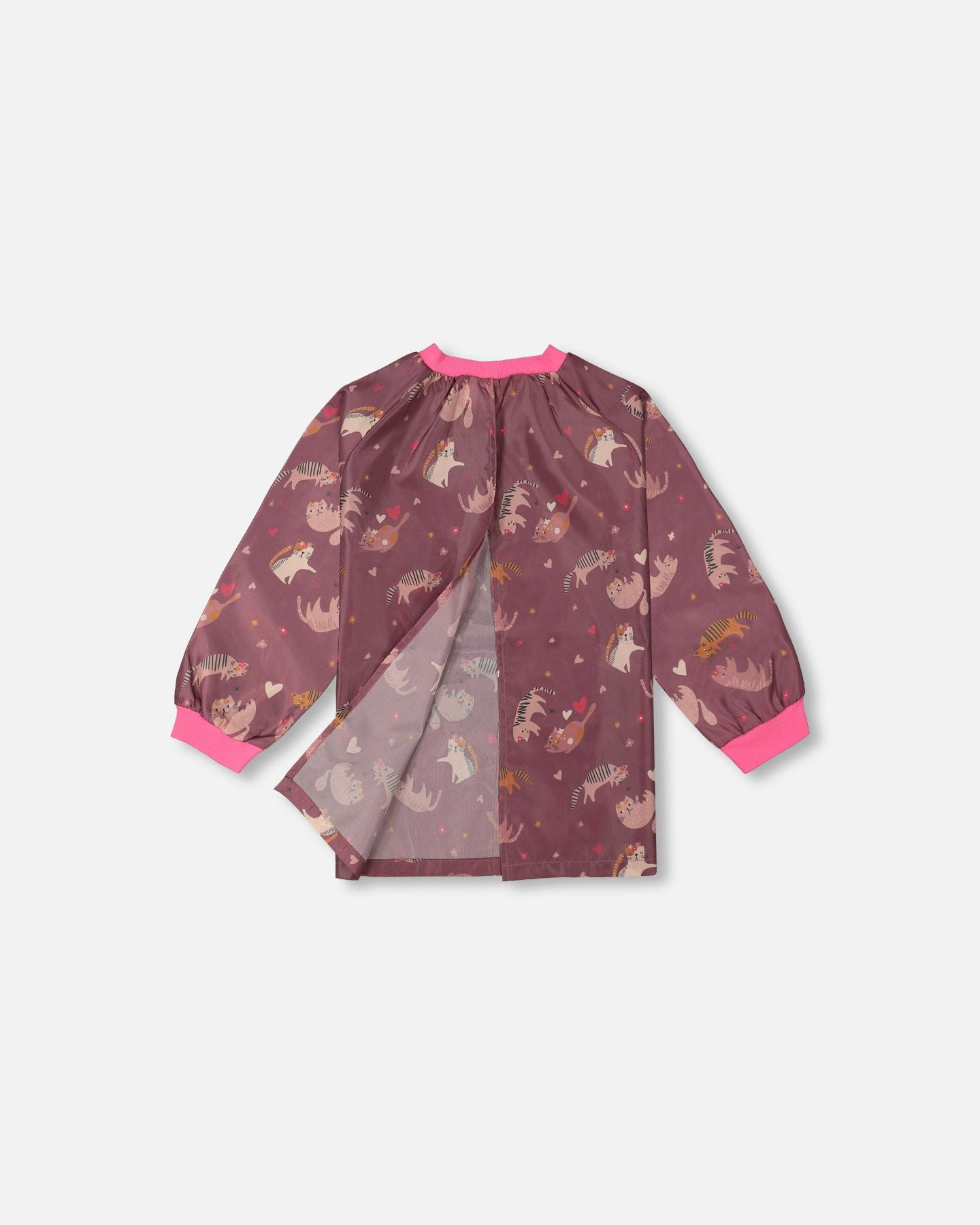 Boutique Petites Fleurs - Tablier d'école mauve imprimé de petits chats F20ZTA_018 - Deux par Deux