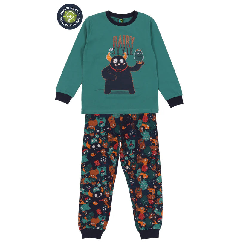 Boutique Petites Fleurs - Pyjama Enfant monstre turquoise  F24P03 - Nano