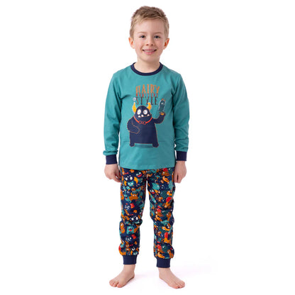 Boutique Petites Fleurs - Pyjama Enfant monstre turquoise  F24P03 - Nano