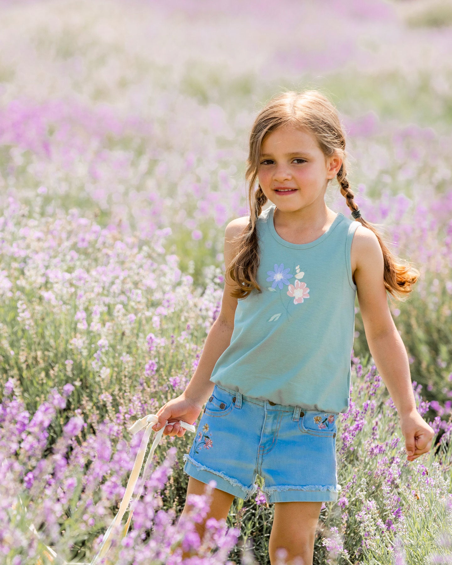 Boutique Petites Fleurs - Short en denim Un été romantique F30H26 - Deux par Deux