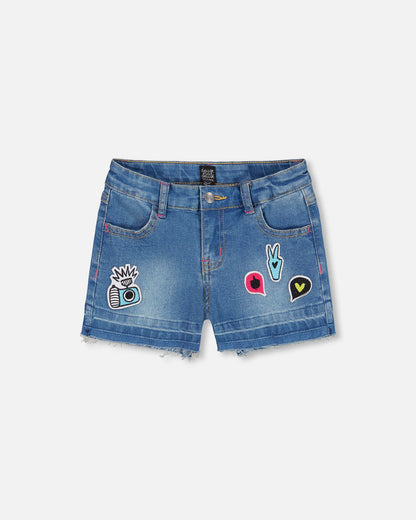 Boutique Petites Fleurs - Short denim vive les copines F30L27 - Deux par Deux