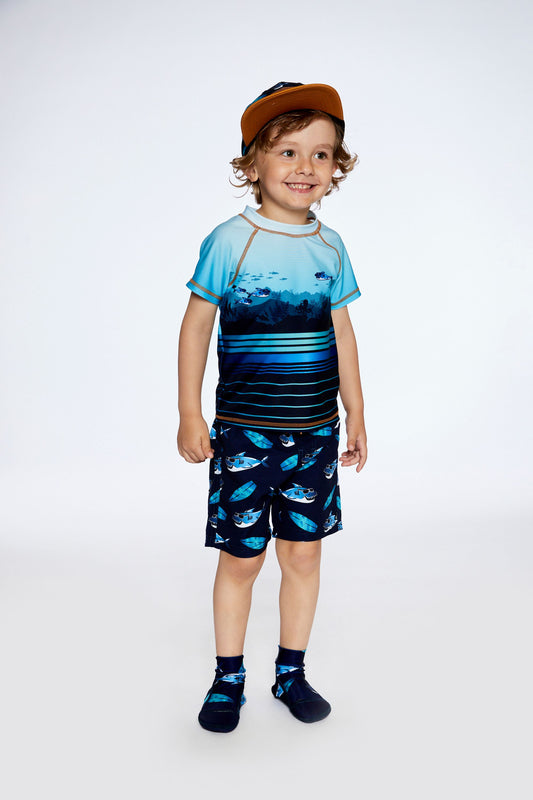 Haut maillot rashguard requin F30NB50