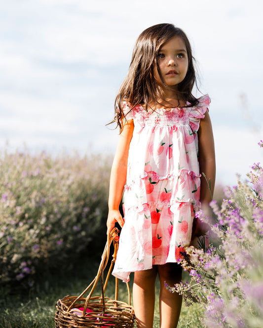 Boutique Petites Fleurs - Robe vichy Pêches F30O88 - Deux par Deux