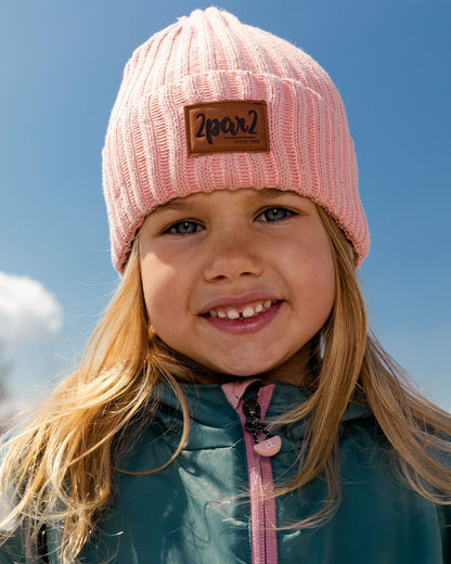 Boutique Petites Fleurs - Tuque en tricot Rose cendré F30WT24 - Deux par Deux