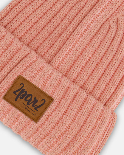 Boutique Petites Fleurs - Tuque en tricot Rose cendré F30WT24 - Deux par Deux