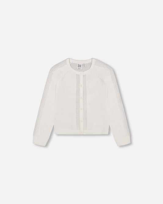 Boutique Petites Fleurs - Cardigan en tricot blanc F30YGT32 - Deux par Deux