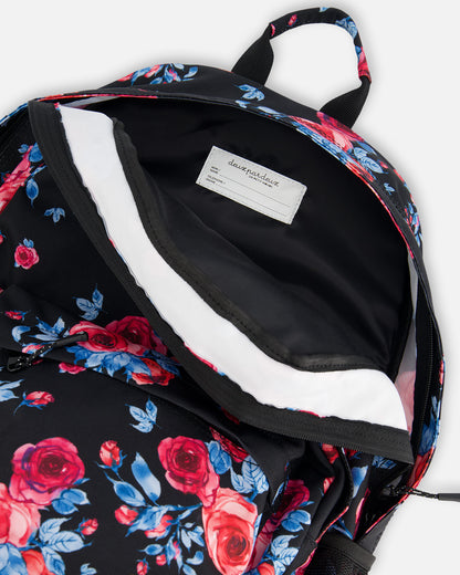 Boutique Petites Fleurs - Sac À Dos Noir Imprimé De Roses  - 18L/ G20ZSD_011 - Deux par Deux