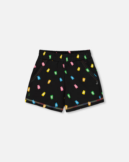 Short imprimé noir avec bonbons multicolores G30K26 (à venir)