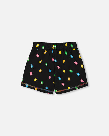 Short imprimé noir avec bonbons multicolores G30K26 (à venir)