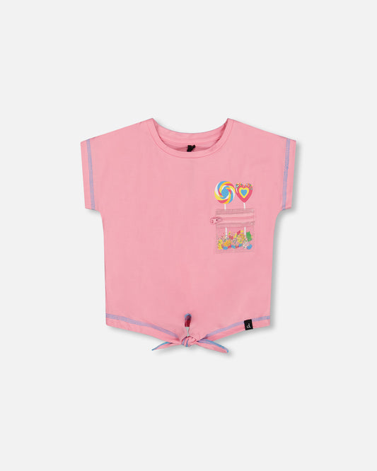 T-shirt avec nœud imprimé rose bonbonG30K71 (à venir)