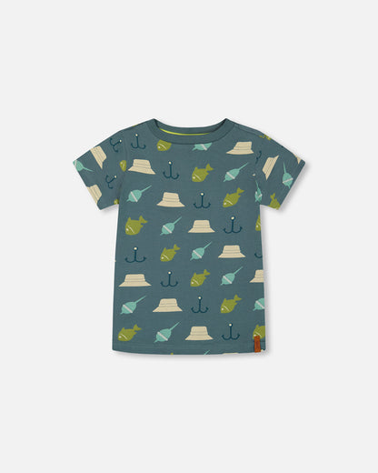 T-shirt imprimé sarcelle et pêche G30U72 (à venir)