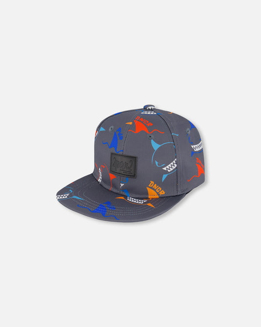 Casquette imprimée grise avec requins orange, rouges et bleus G30VBC (à venir)