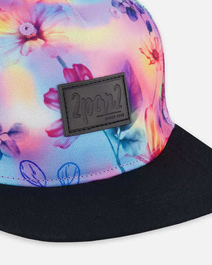 Casquette imprimée fleurs sur fond multicolore G30VGC