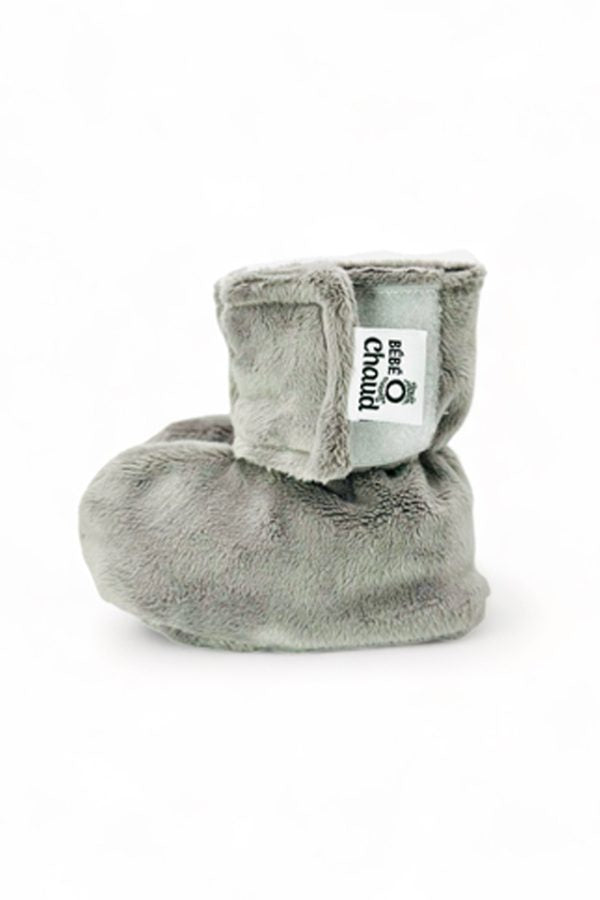 Boutique Petites Fleurs - Pantoufle minky Bébé O chaud Gris sans relief