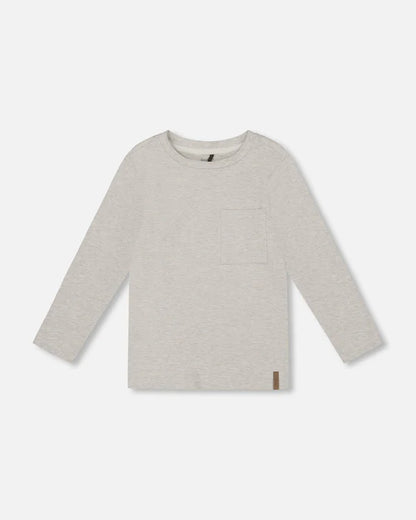T-shirt à poche beige chiné H20YB70