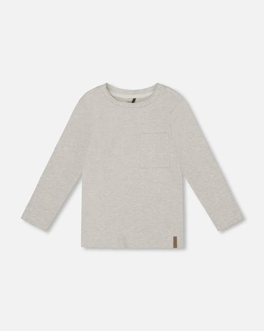 T-shirt à poche beige chiné H20YB70