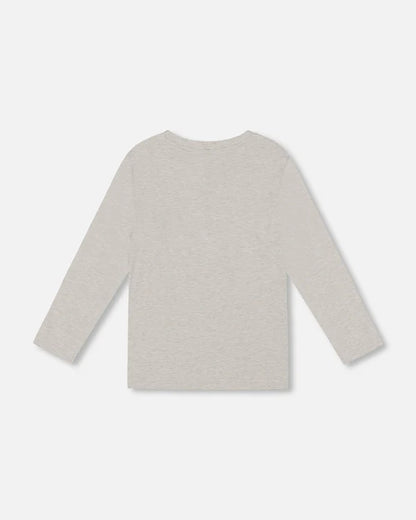 T-shirt à poche beige chiné H20YB70