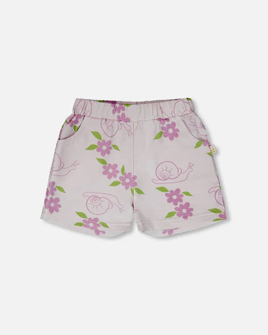 Short en molleton lilas imprimé escargots H30E27