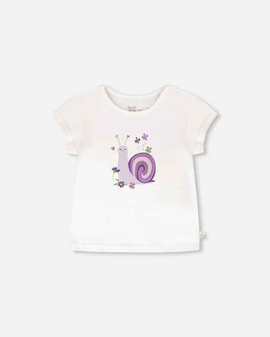 T-shirt blanc imprimé escargots H30E71