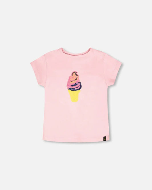 T-shirt crème glacée rose H30J70