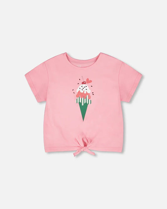 T-shirt avec nœud Rose H30L70