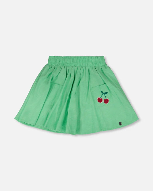 Jupe-culotte verte avec broderie H30L80