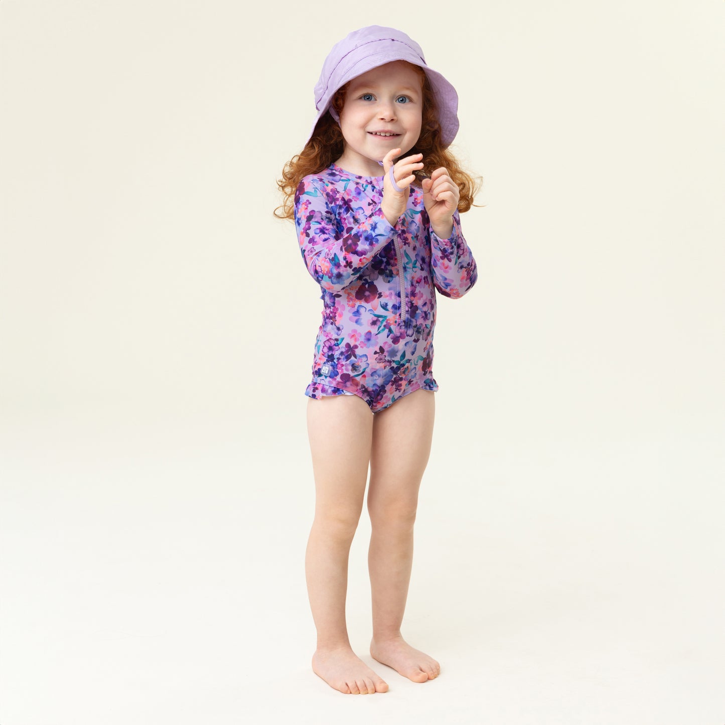 Boutique Petites Fleurs/ Combinaison maillot pour fillette fleurs lilas S25S28-02/ Nano collection