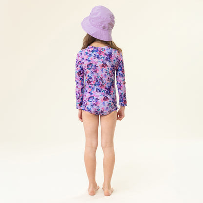 Boutique Petites Fleurs/ Combinaison maillot pour fillette fleurs lilas S25S28-02/ Nano collection