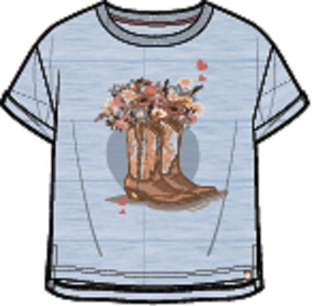 T-shirt bleu Le club des cowgirls S2606-08 (prévente)