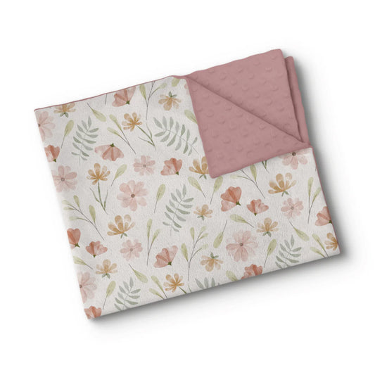 Boutique Petites Fleurs - Grande Couverture Minky Fleurs d'agrumes