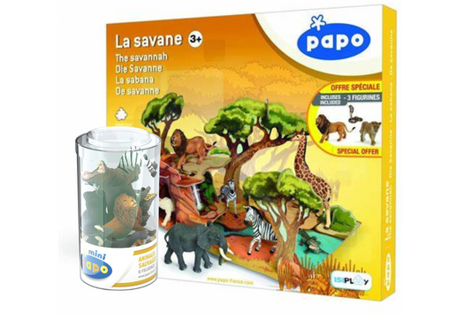 Ensemble Papo mini Savane et 6 figurines