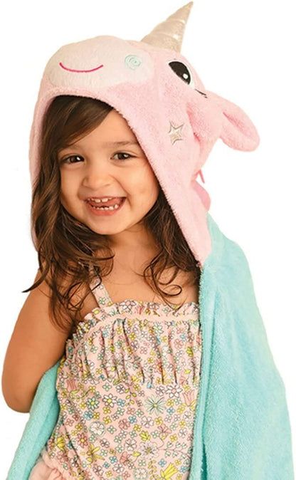 Serviette éponge moelleuse à capuchon Licorne pour enfants de ZOOCCHINI