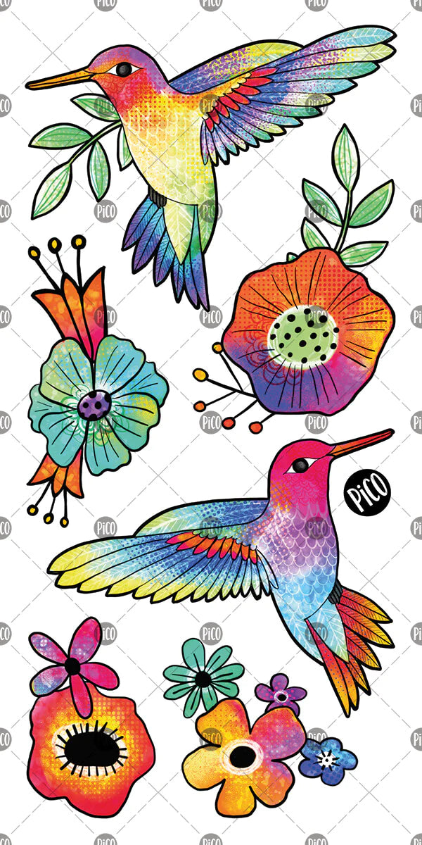 Boutique Petites Fleurs - Tatouage temporaire Les colibris colorés / pico-277